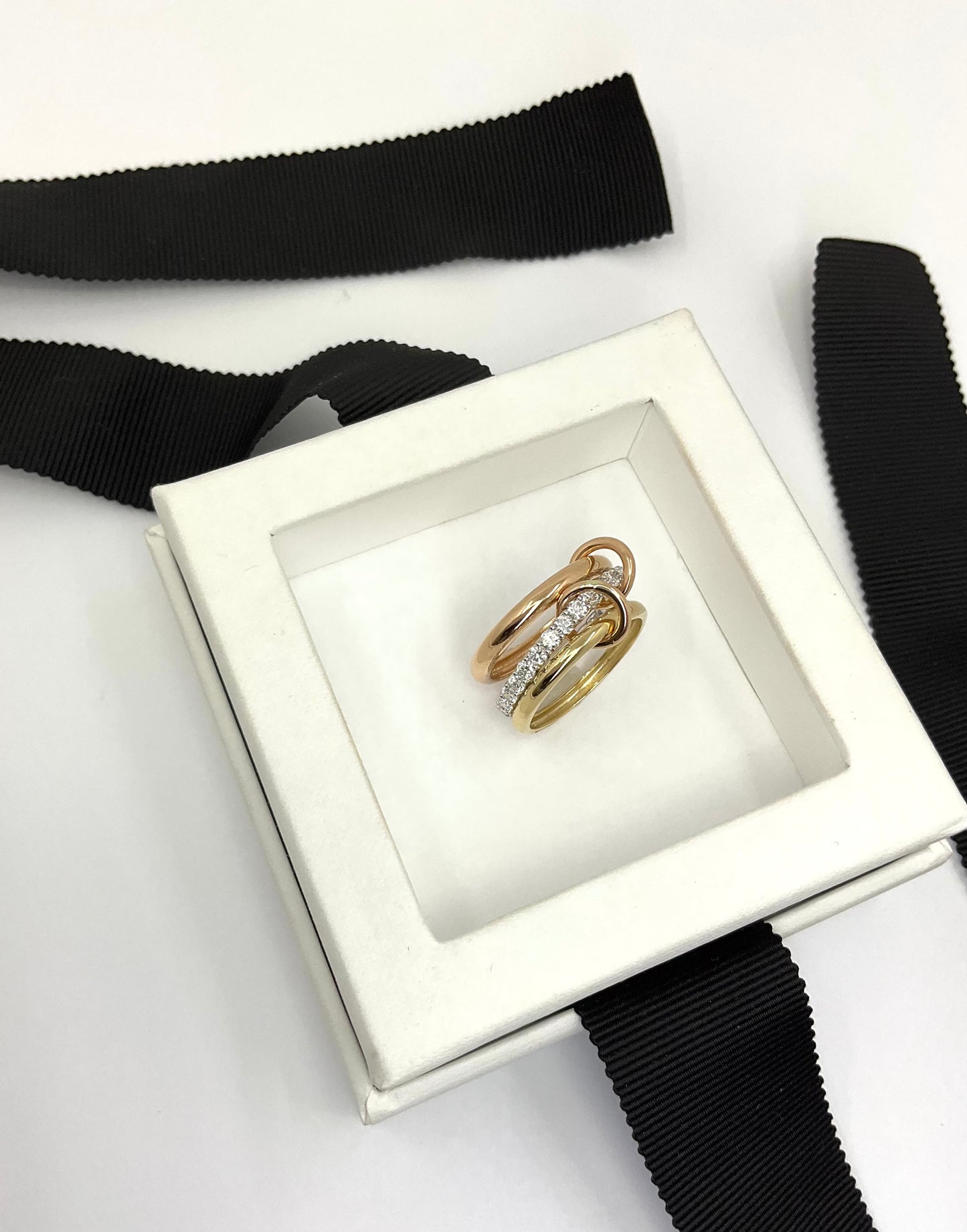14k YWR 3 Solid Endless Ring with Lab Grown Diamonds Eternity Band