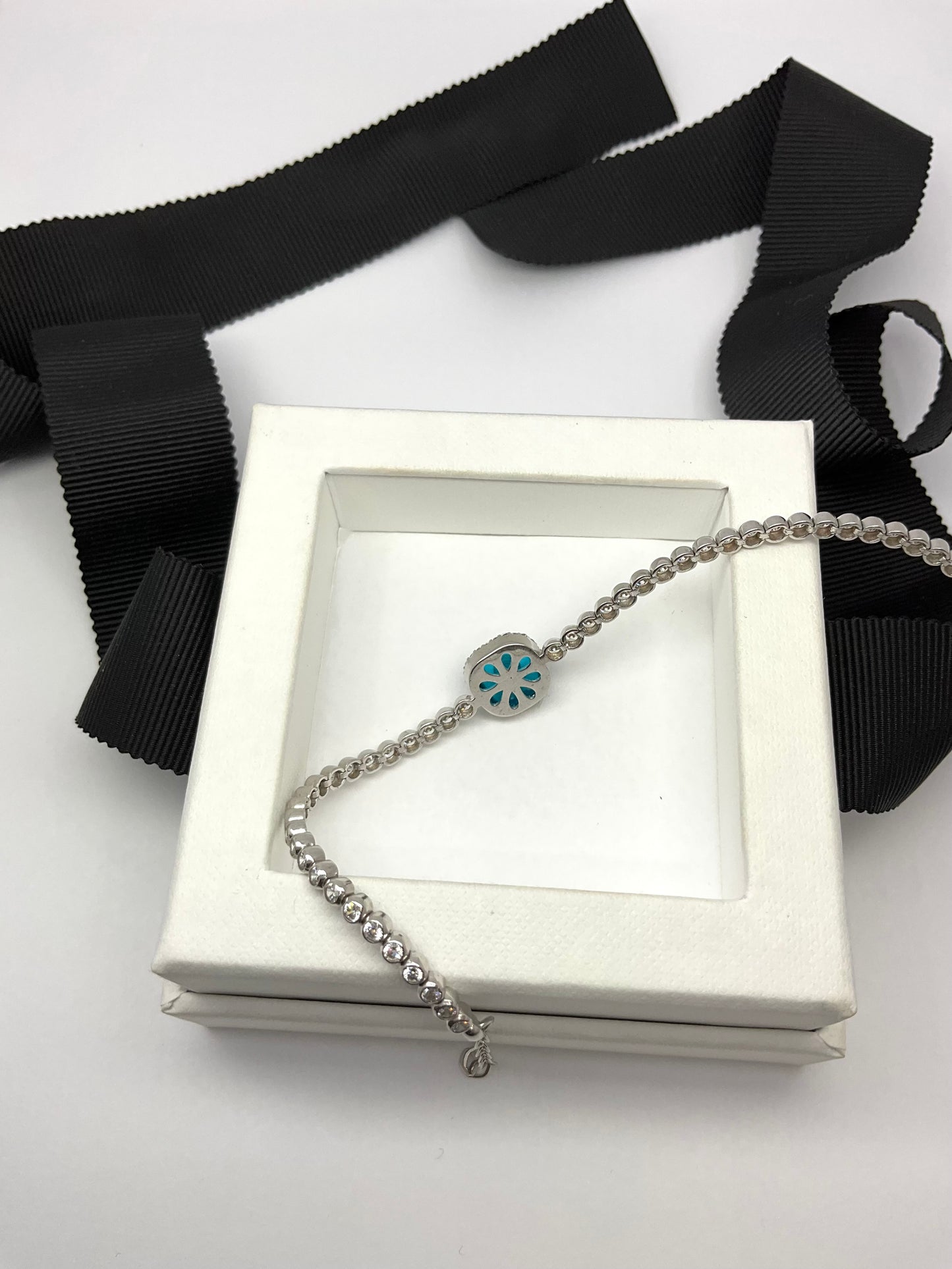 14KW Gold Evil Eye White Sapphire Bracelet
