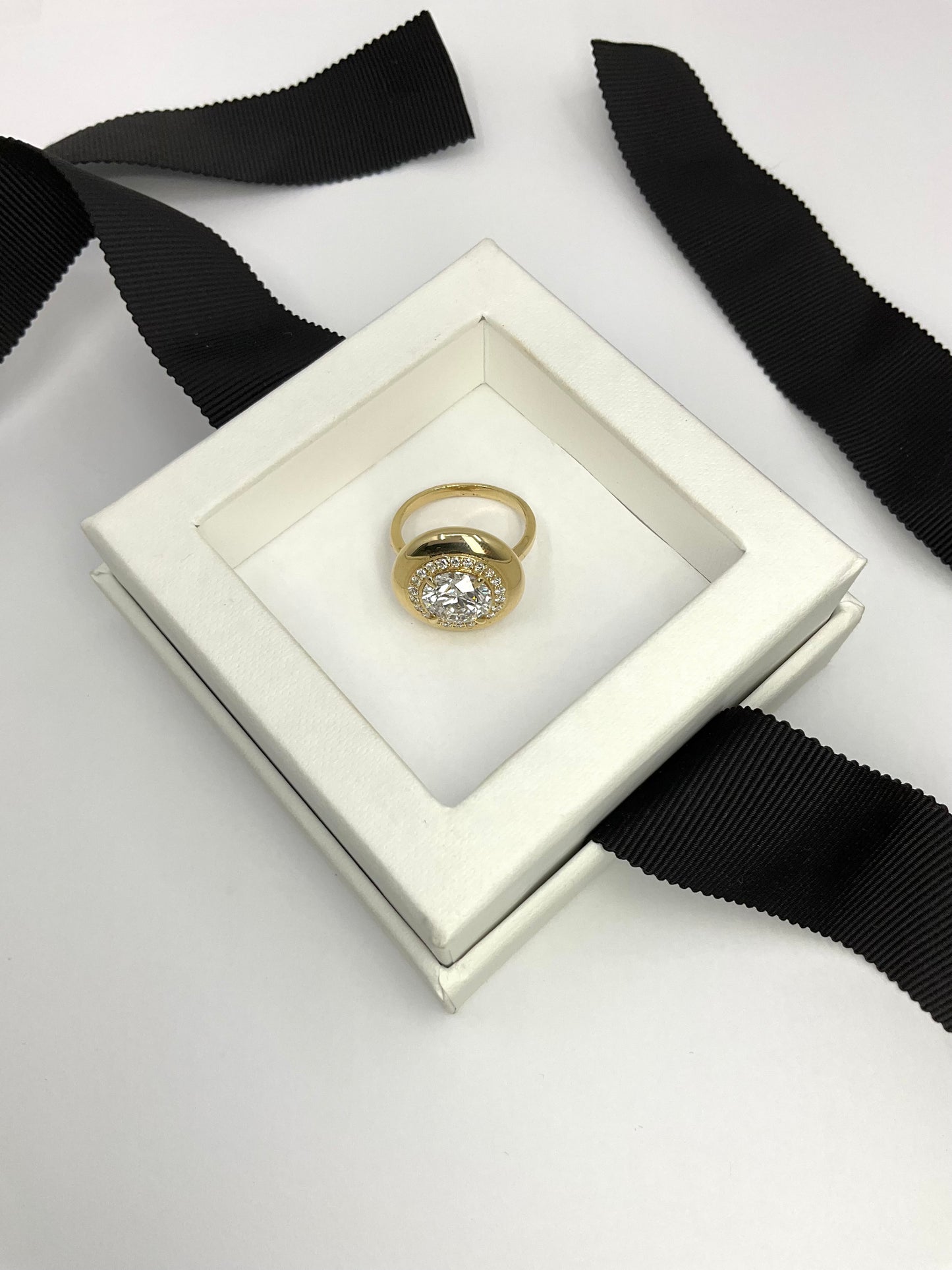 14KY Gold 3.20CT Round Lab Diamond Sun Ring