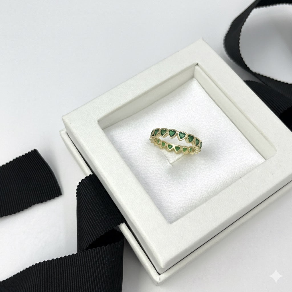 14k Solid Gold Eternity Heart Band