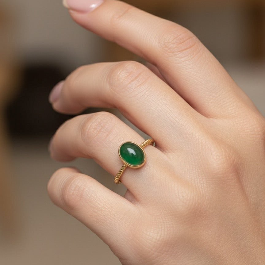 18K Solid Gold Birthstone Candy Ring with Natural Gem Stones