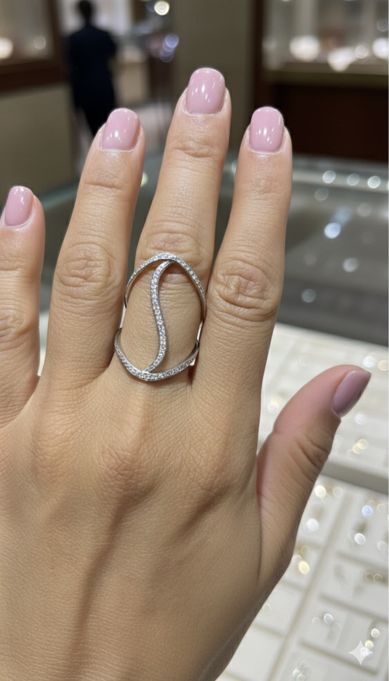14KW Gold Wave Natural Diamond Ring