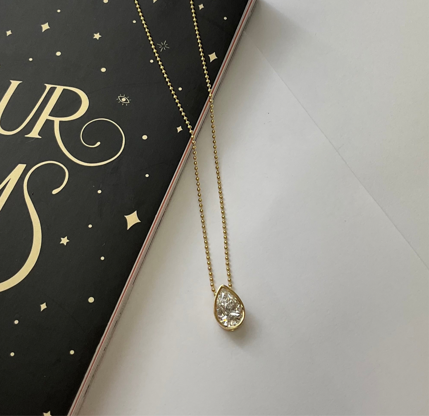 14k Gold Lab Grown Diamond 1.50 Ct Necklace with Pear Shape Pendant