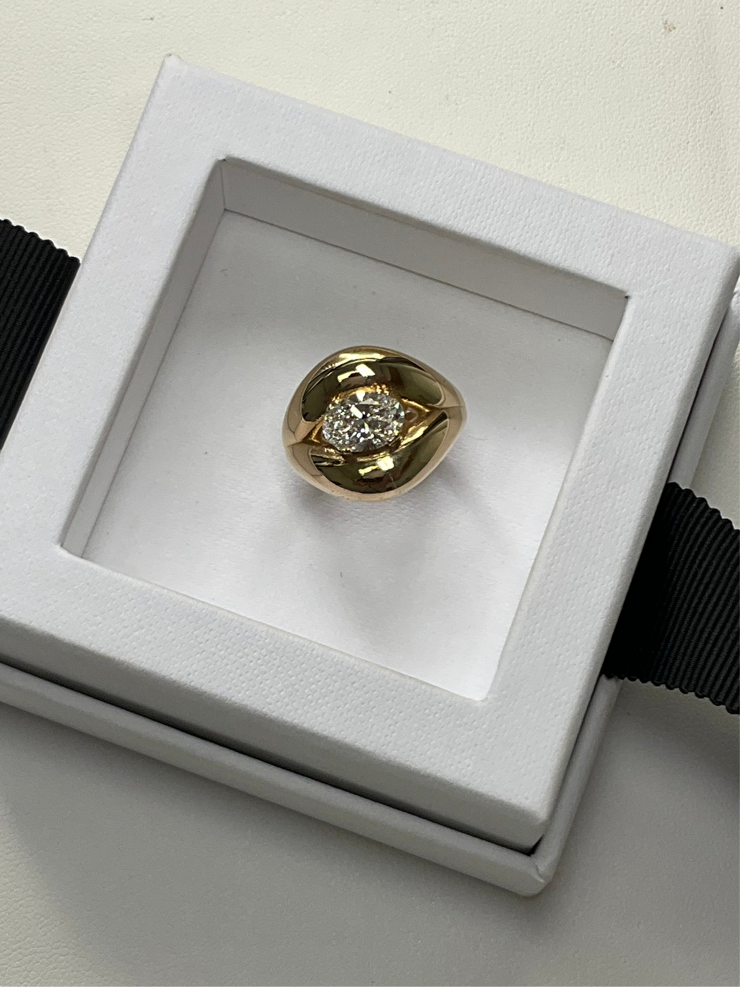 14KY Gold 1.55CT Oval Shape Lab Diamond Kiss Ring