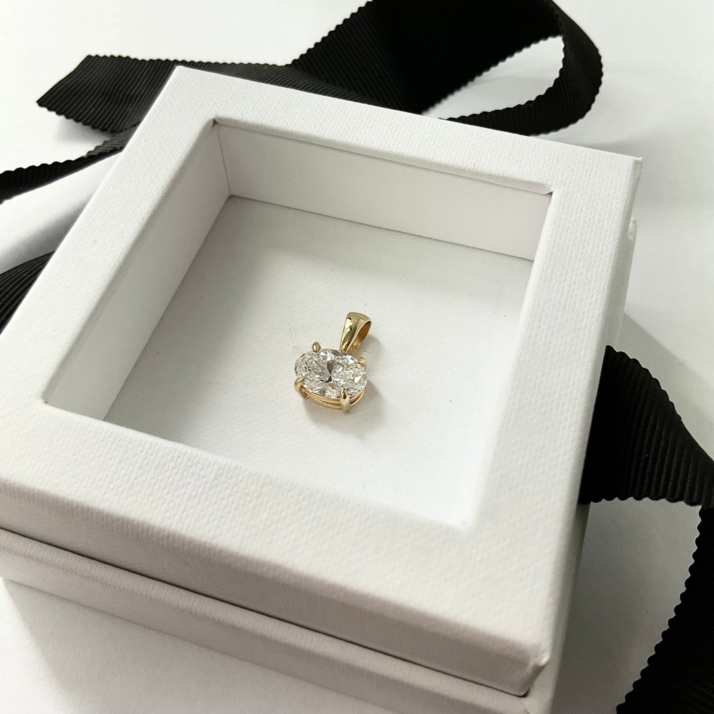 14K Gold Lab Diamond 2.03ct Oval Shape Charm Pendant