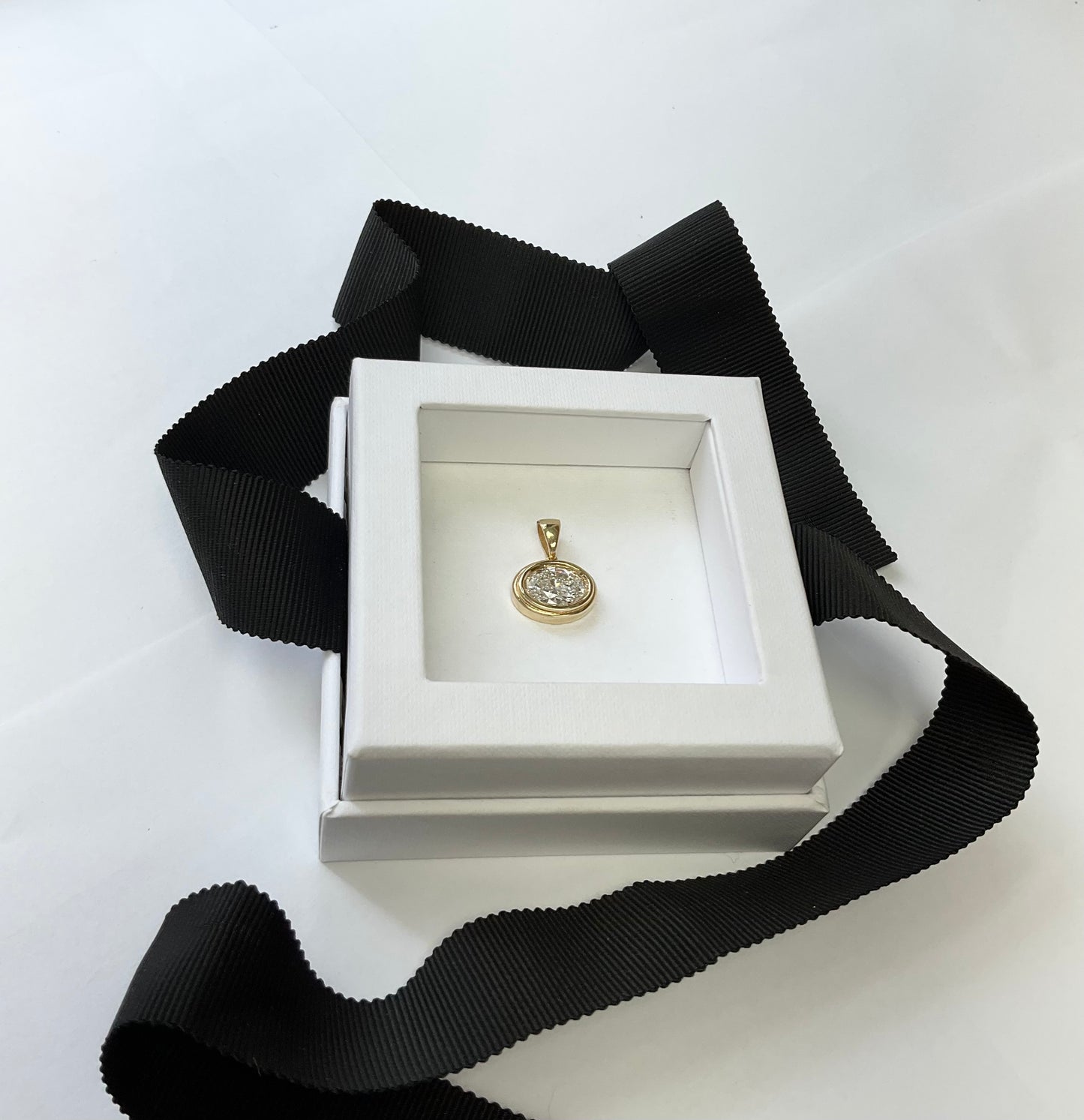14K Gold Lab Grown Diamond 2.20ct Oval Shape Pendant