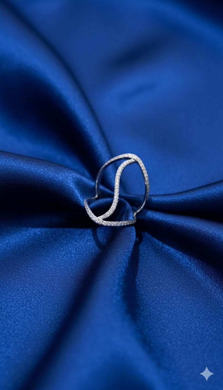 14KW Gold Wave Natural Diamond Ring
