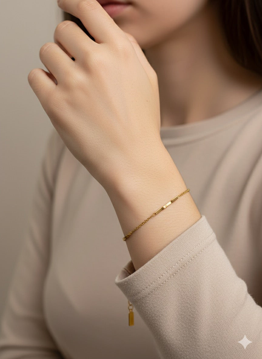 14K Gold Flat Wave Shaped Bracelet