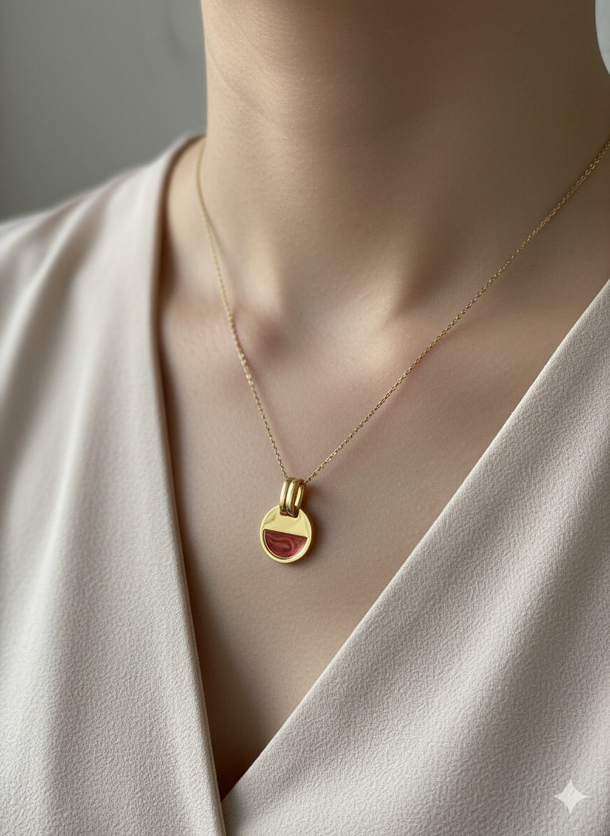 14K Gold Round Pendant
