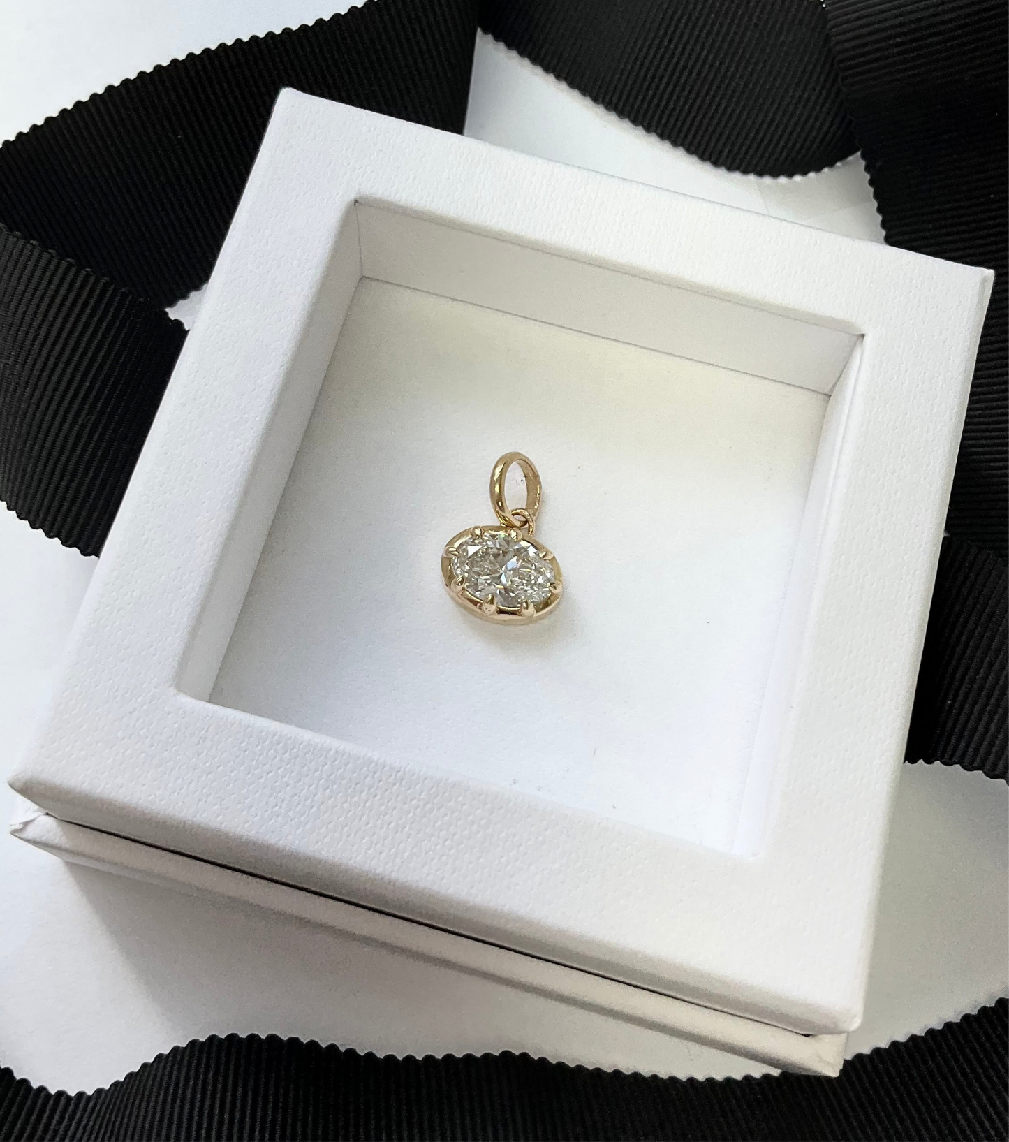 14K Gold Lab Grown Diamond 2.10ct Oval Shape Charm Pendant