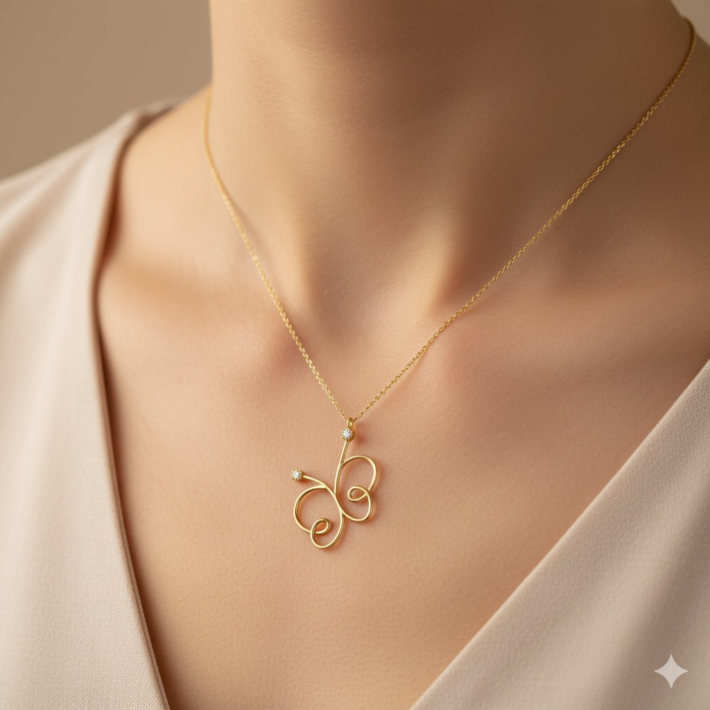 14K Gold Butterfly Necklace