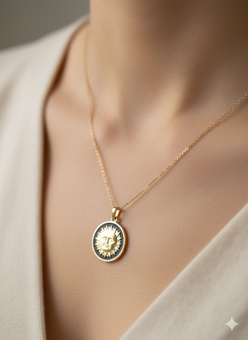 14K Gold Day and Night Pendant