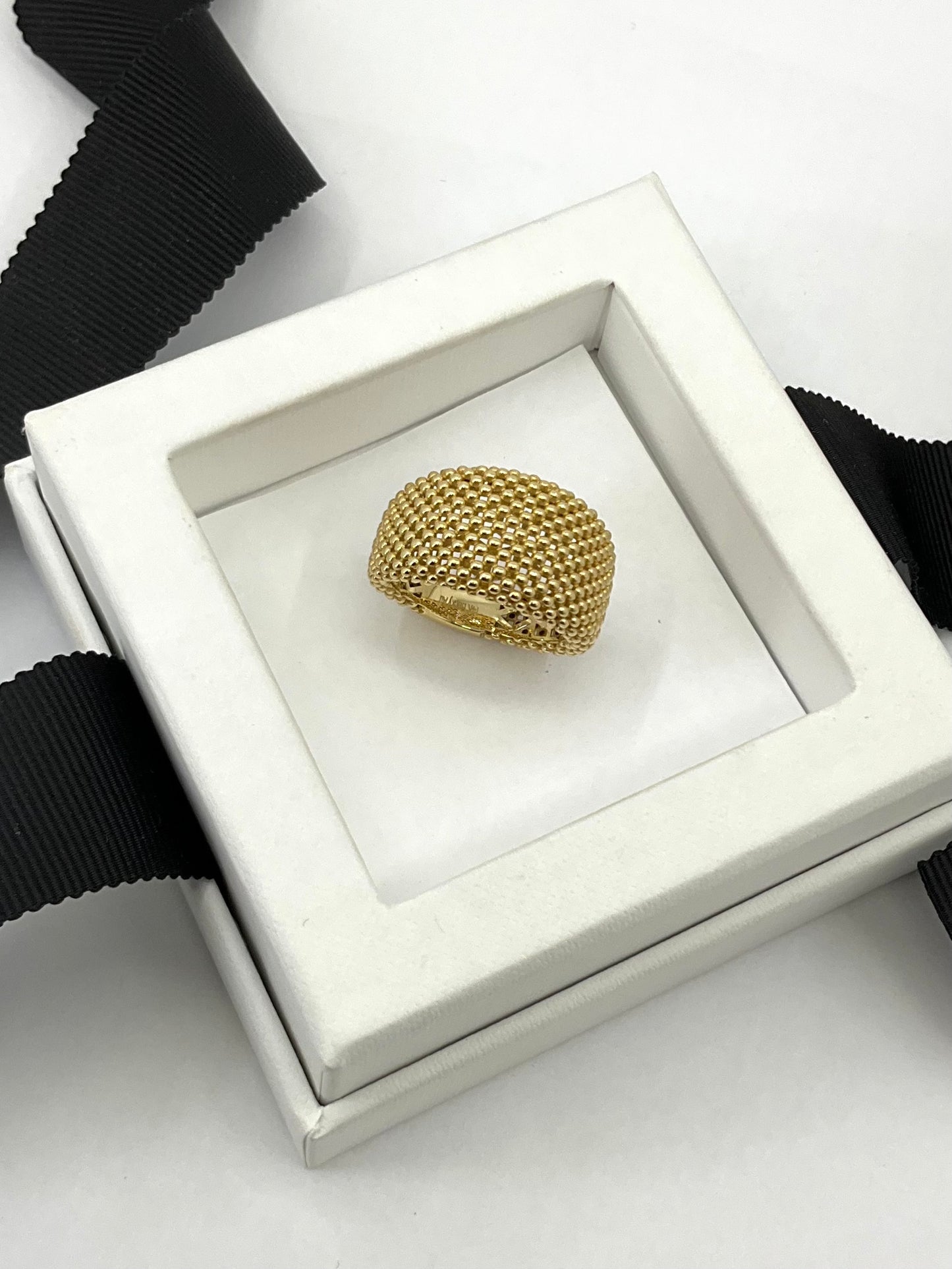 14k Solid Gold Meshed Dome Ring