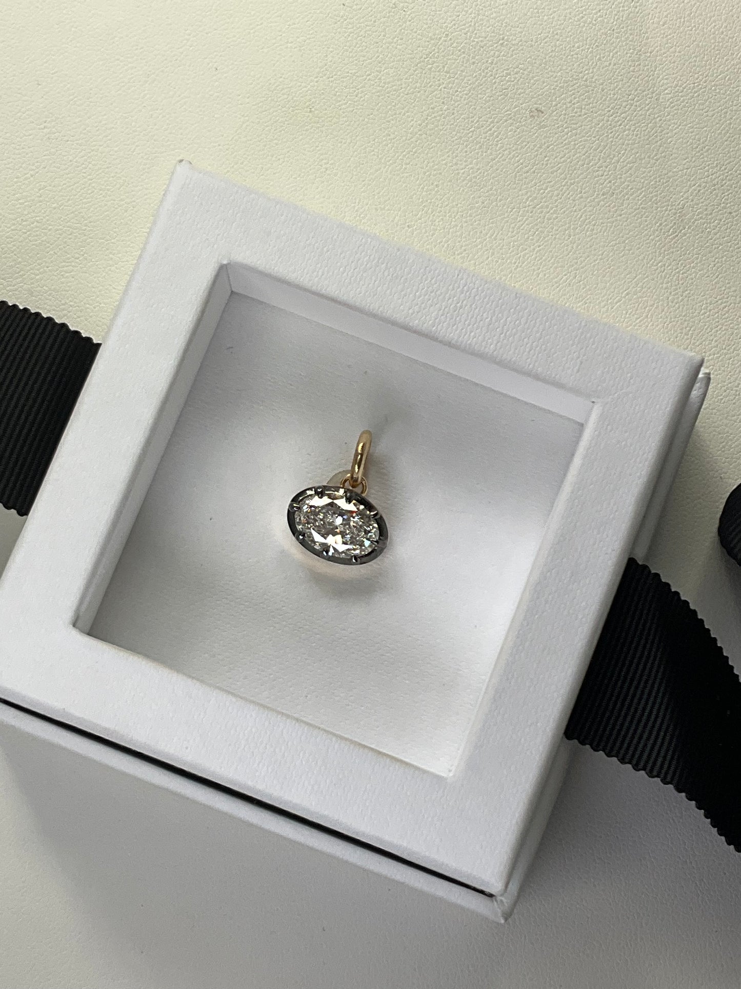 14K Gold Lab Grown Diamond 3.00CT Oval Shape Pendant in Georgia Setting