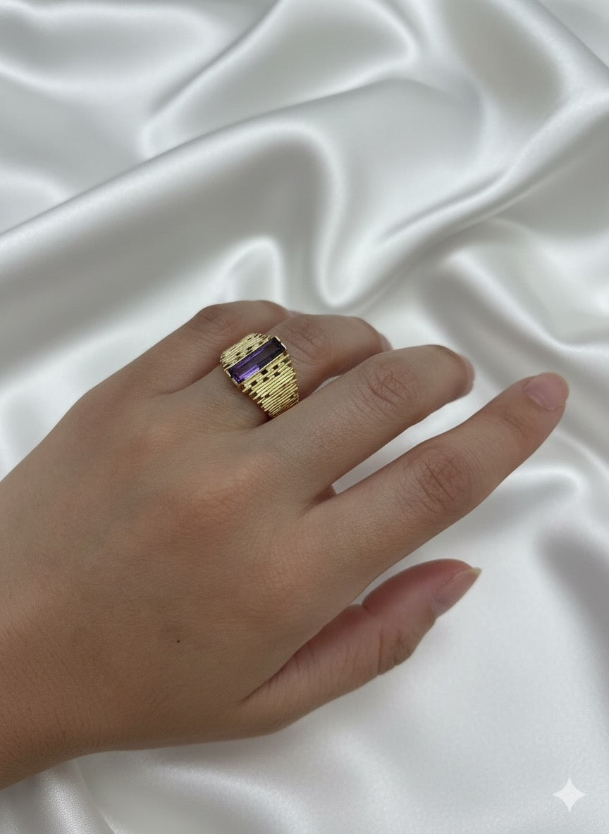 14KY Solid Gold Box Cocktail Ring