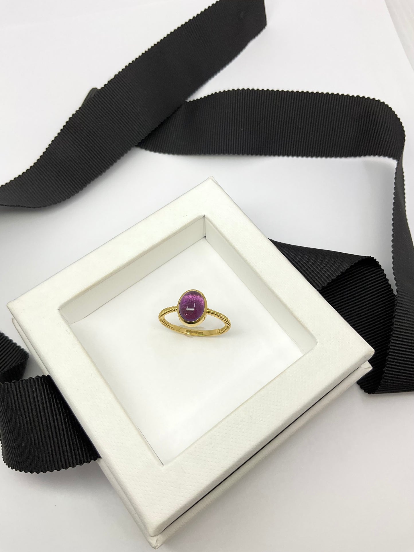 18K Solid Gold Birthstone Candy Ring with Natural Gem Stones