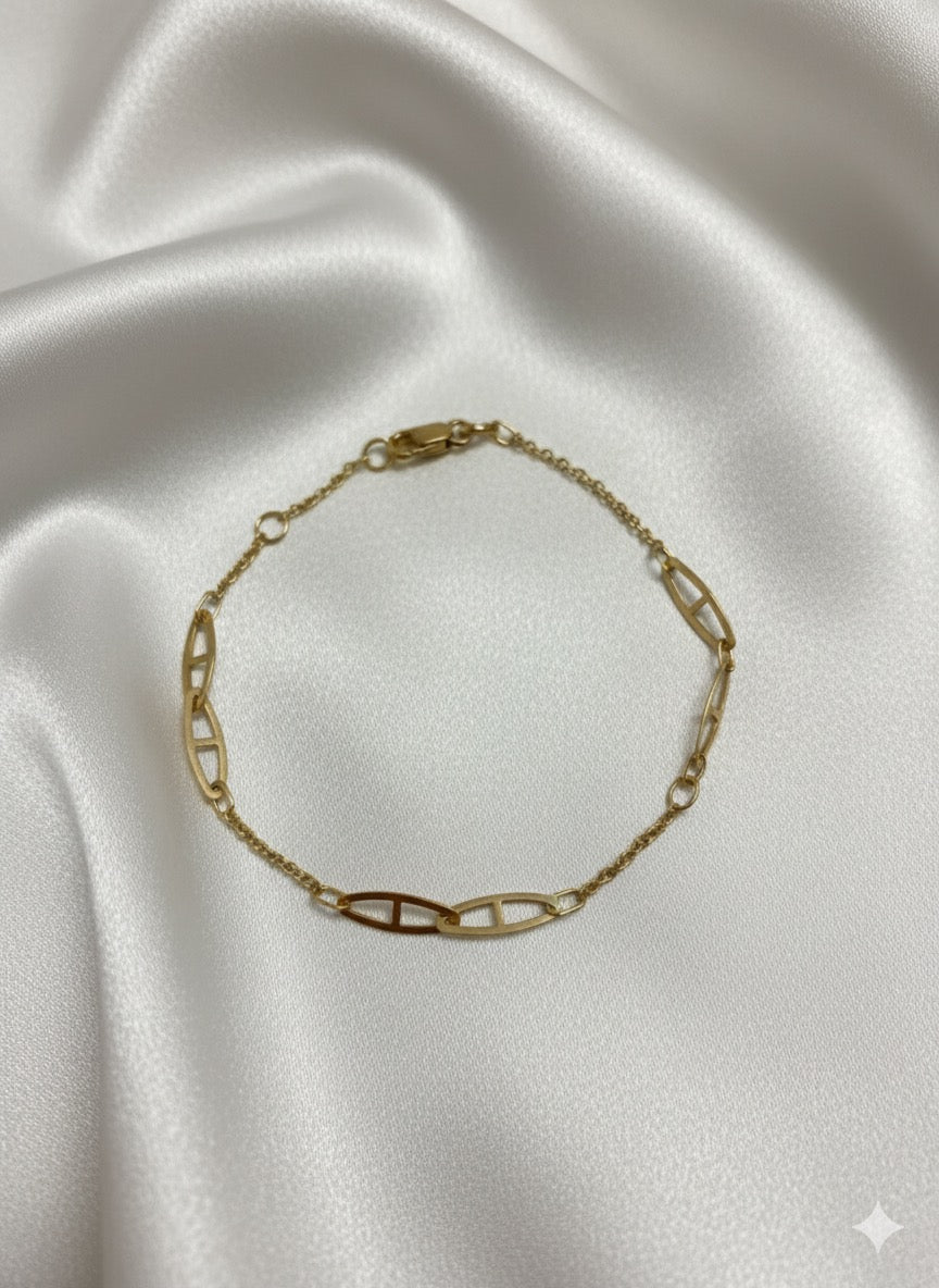 14K Gold Accented Oval Paper Clip Bracelet