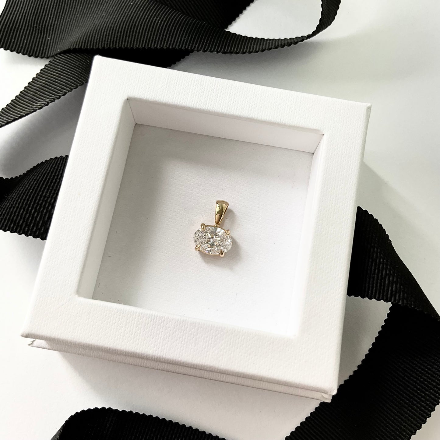 14K Gold Lab Diamond 2.03ct Oval Shape Charm Pendant