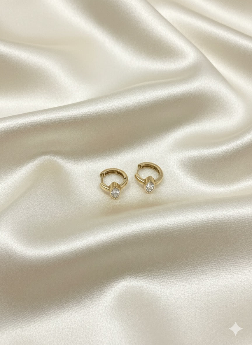 14K 1.00Ct Lab Grown Marquise Cut Diamond Huggie Earrings