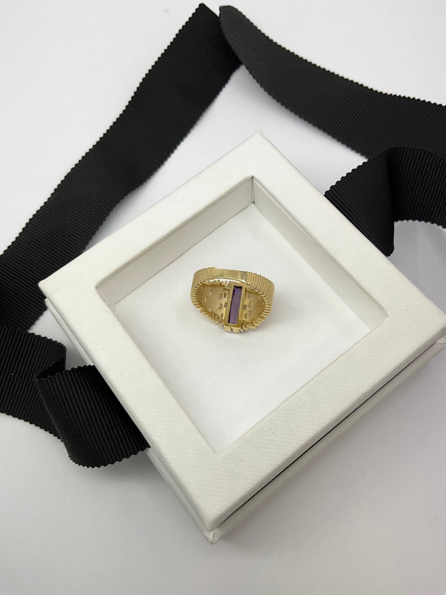 14KY Solid Gold Box Cocktail Ring