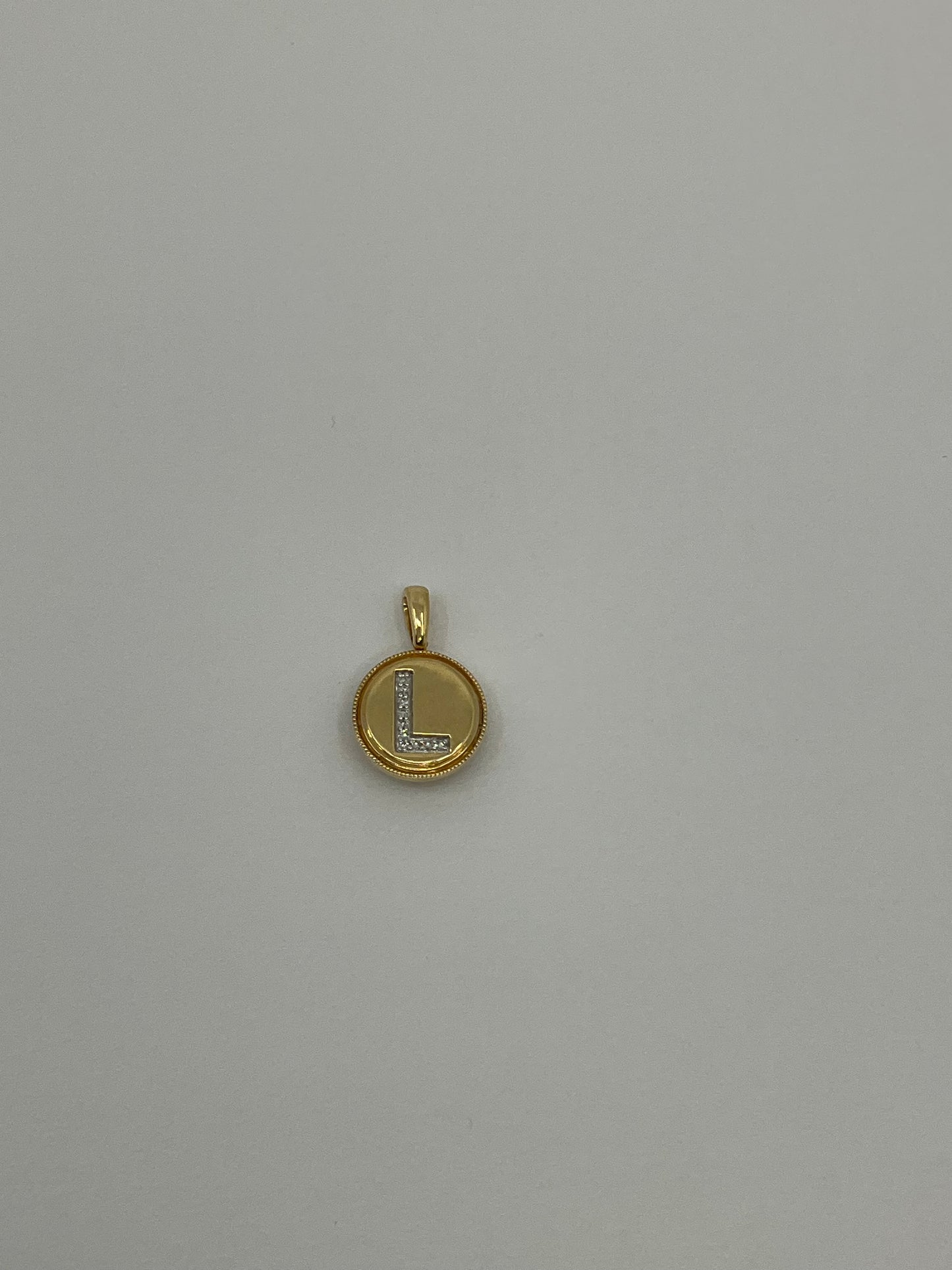 14KY Solid Gold Initial Pendant with Natural Diamonds