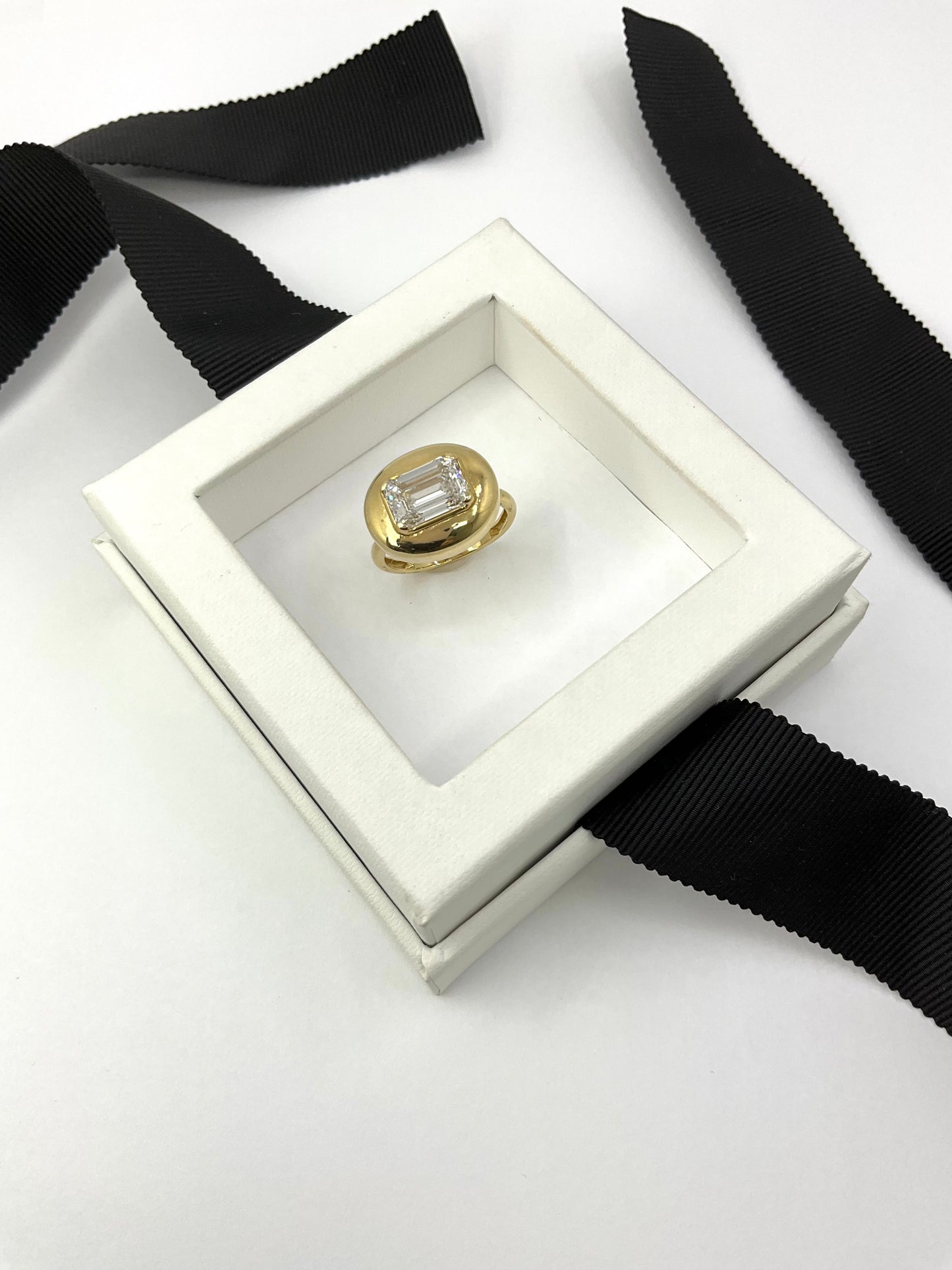 14KY Gold 3.00ct Lab Diamond Bean Ring
