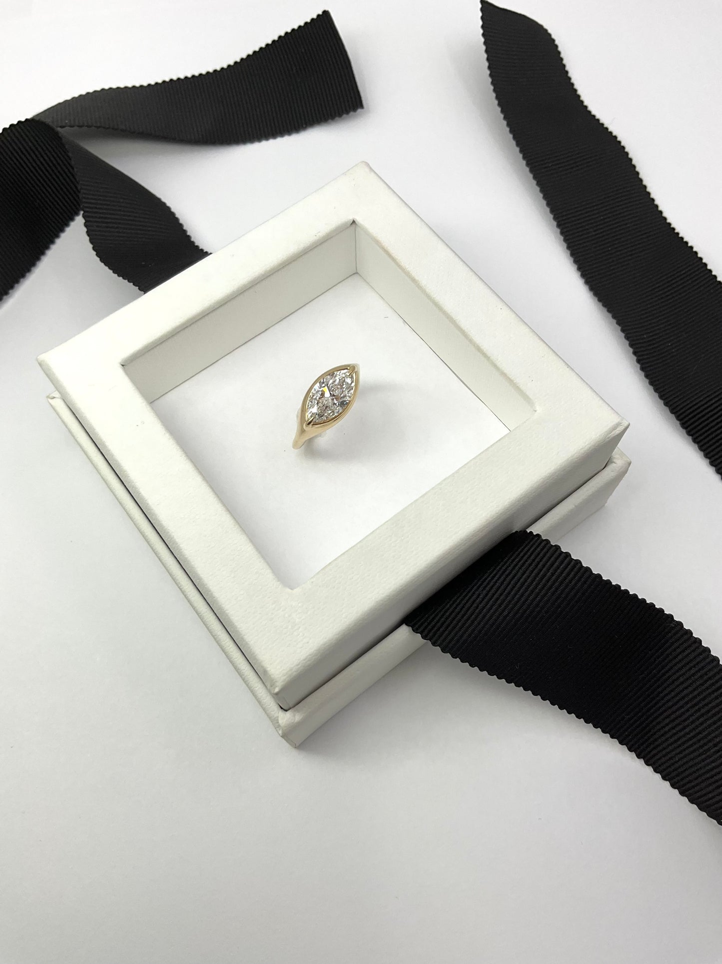 14KY Gold 1.38ct Lab Grown Marquise Cut Diamond Pinky Ring VS1 D