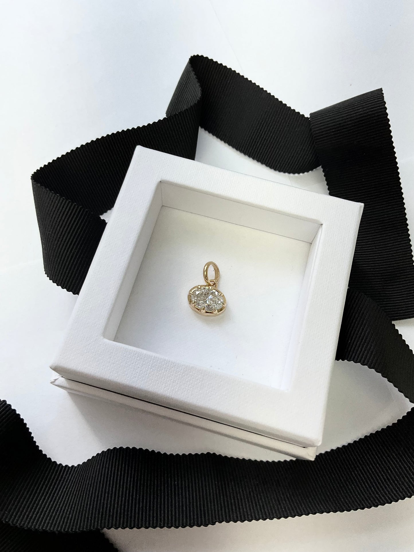 14K Gold Lab Grown Diamond 2.10ct Oval Shape Charm Pendant