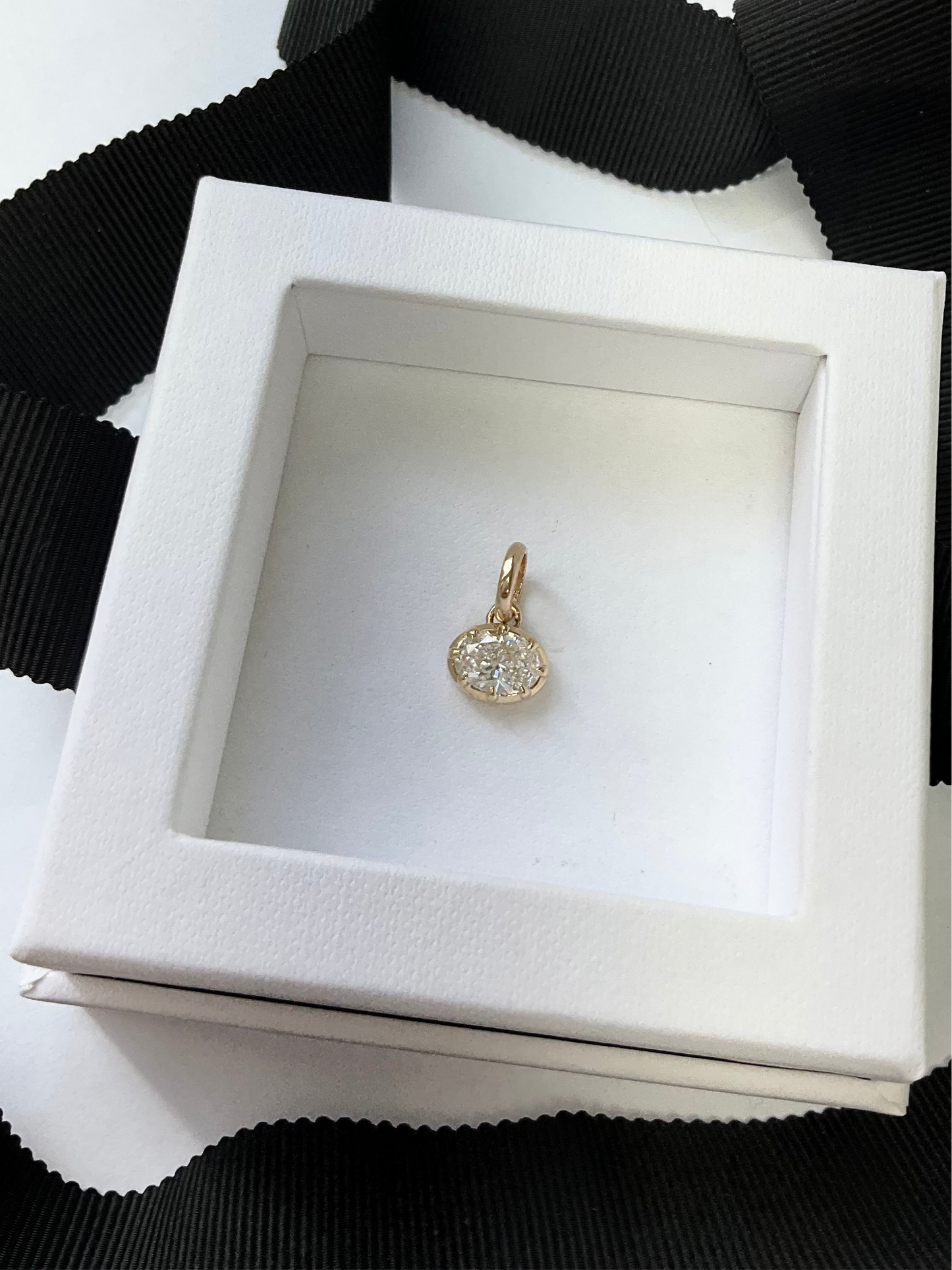 14K Gold Lab Grown Diamond 1.07ct Oval Shape Charm Pendant