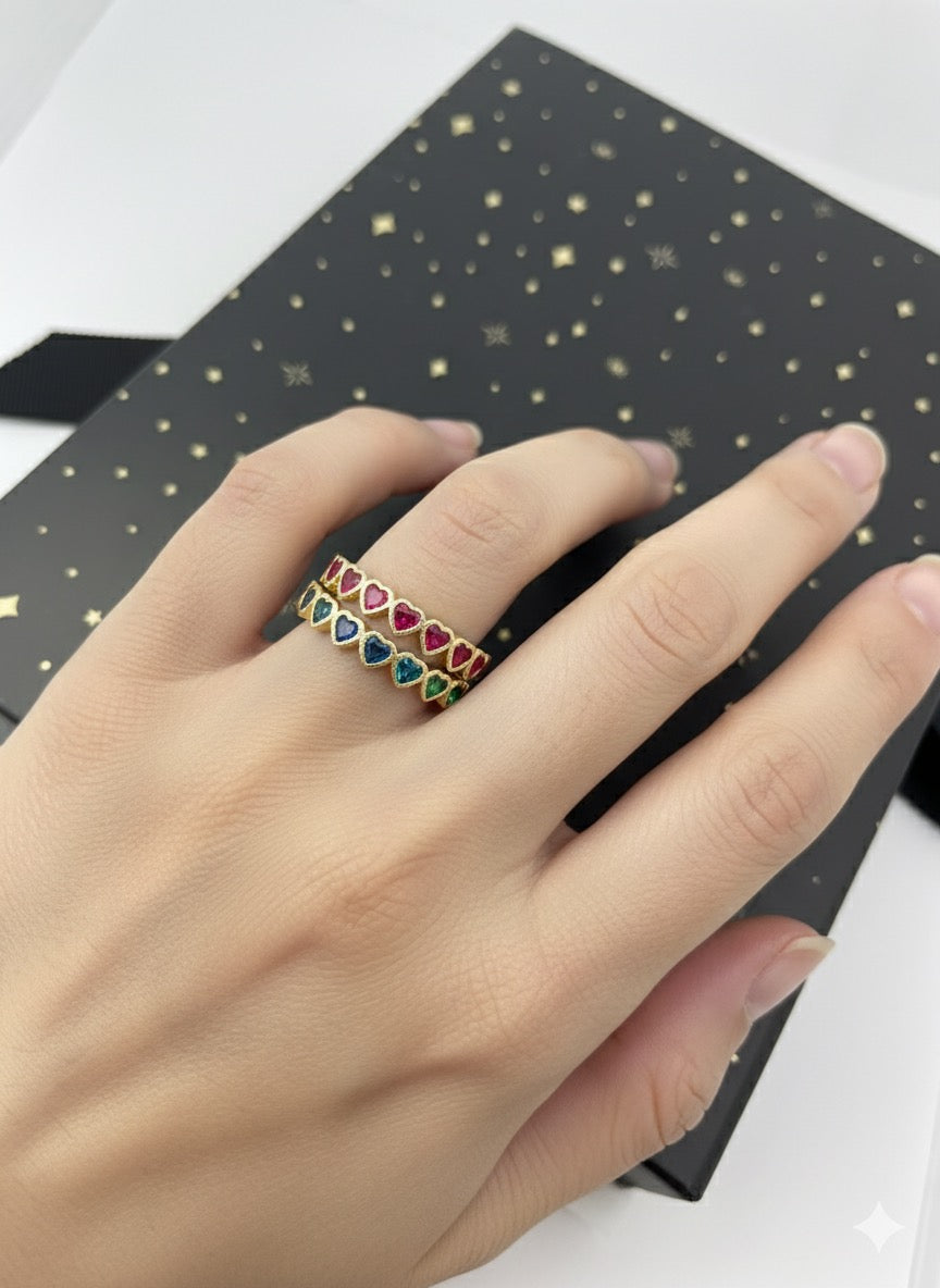 14k Solid Gold Eternity Heart Band