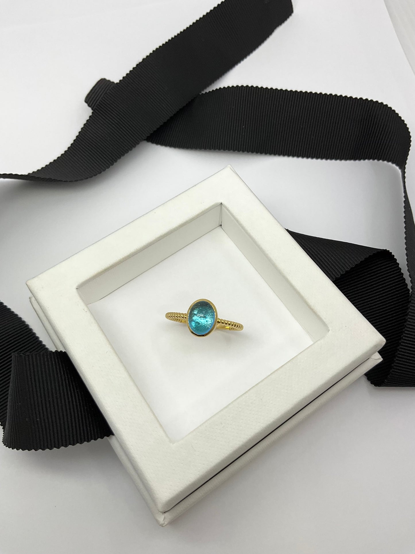 18K Solid Gold Birthstone Candy Ring with Natural Gem Stones