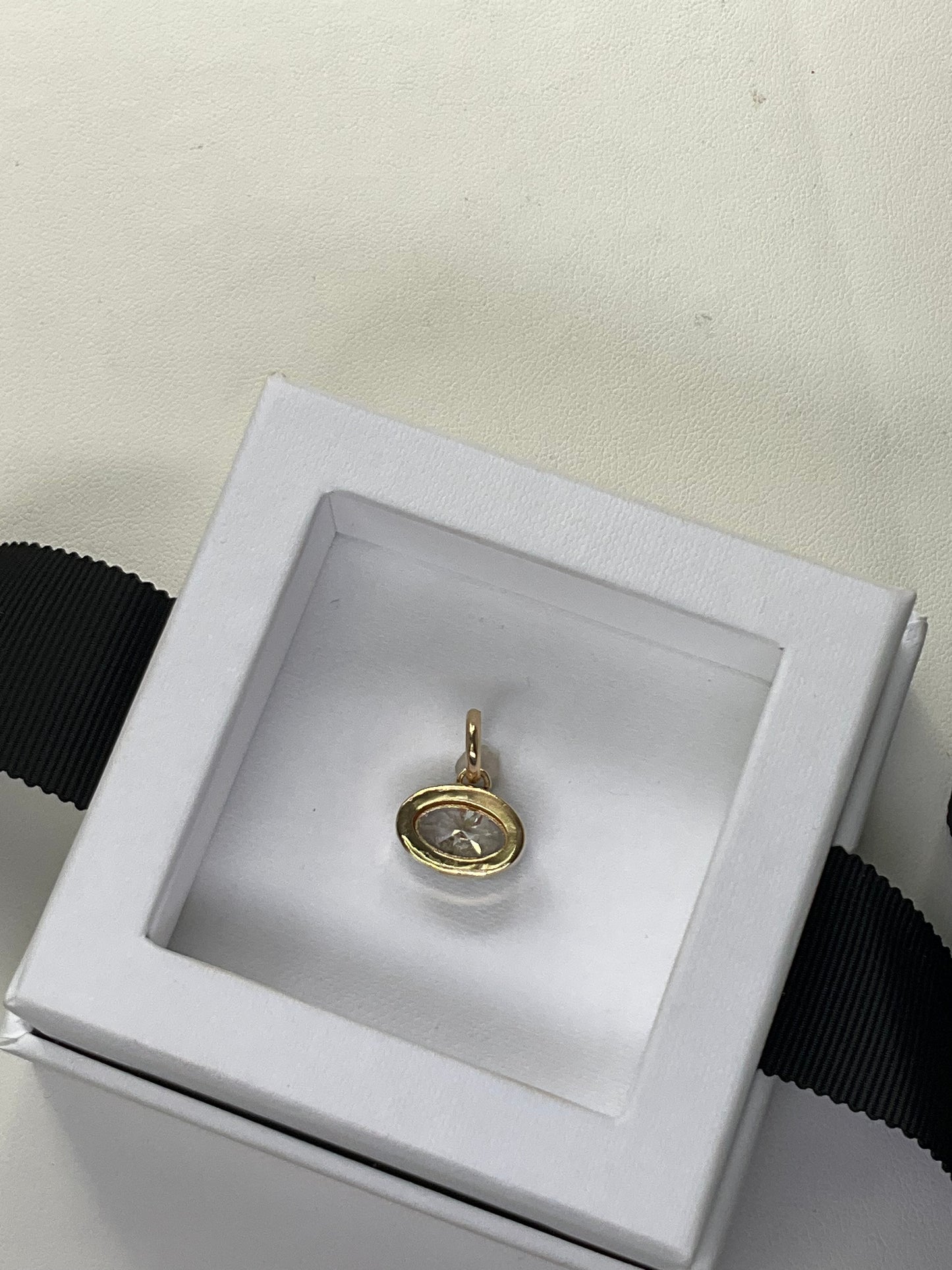 14K Gold Lab Grown Diamond 3.00CT Oval Shape Pendant in Georgia Setting