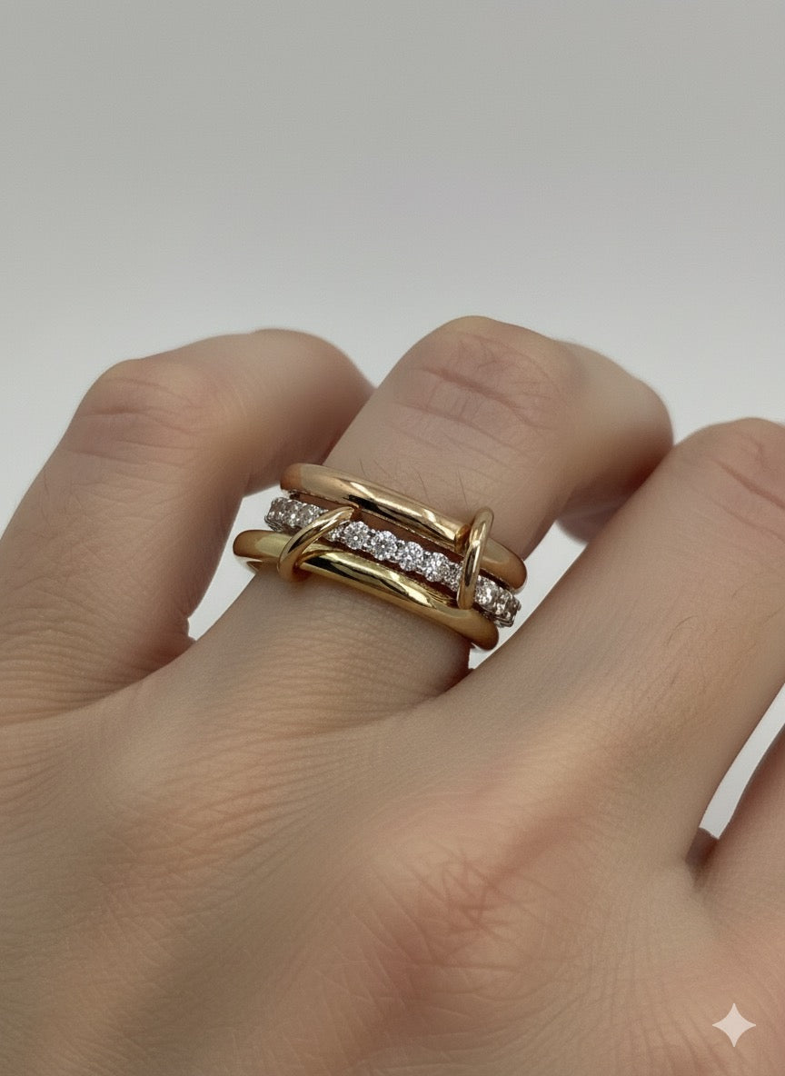 14k YWR 3 Solid Endless Ring with Lab Grown Diamonds Eternity Band