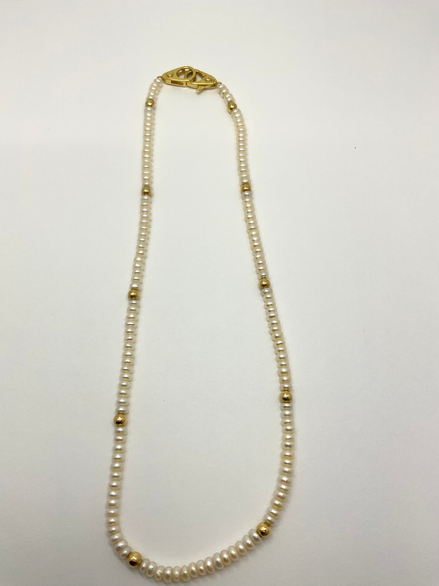 14K Gold Necklace with Pearls and Sister Hook