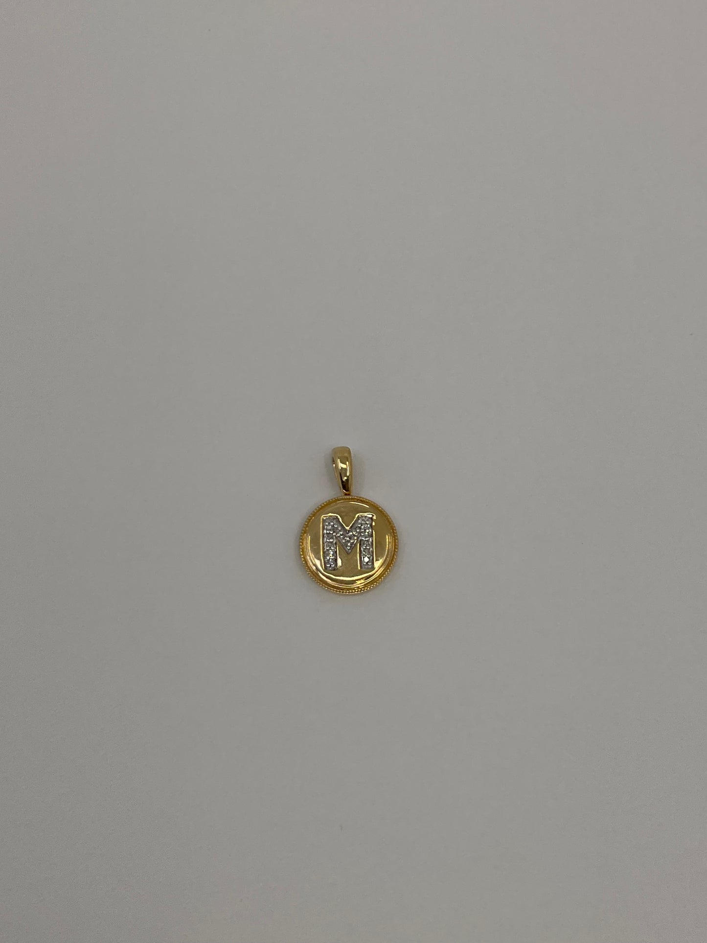 14KY Solid Gold Initial Pendant with Natural Diamonds