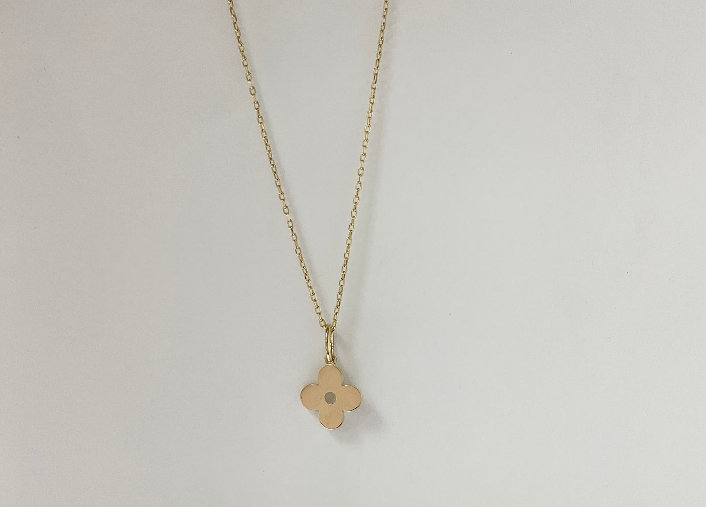 18K Solid Gold Flower Charm Pendant