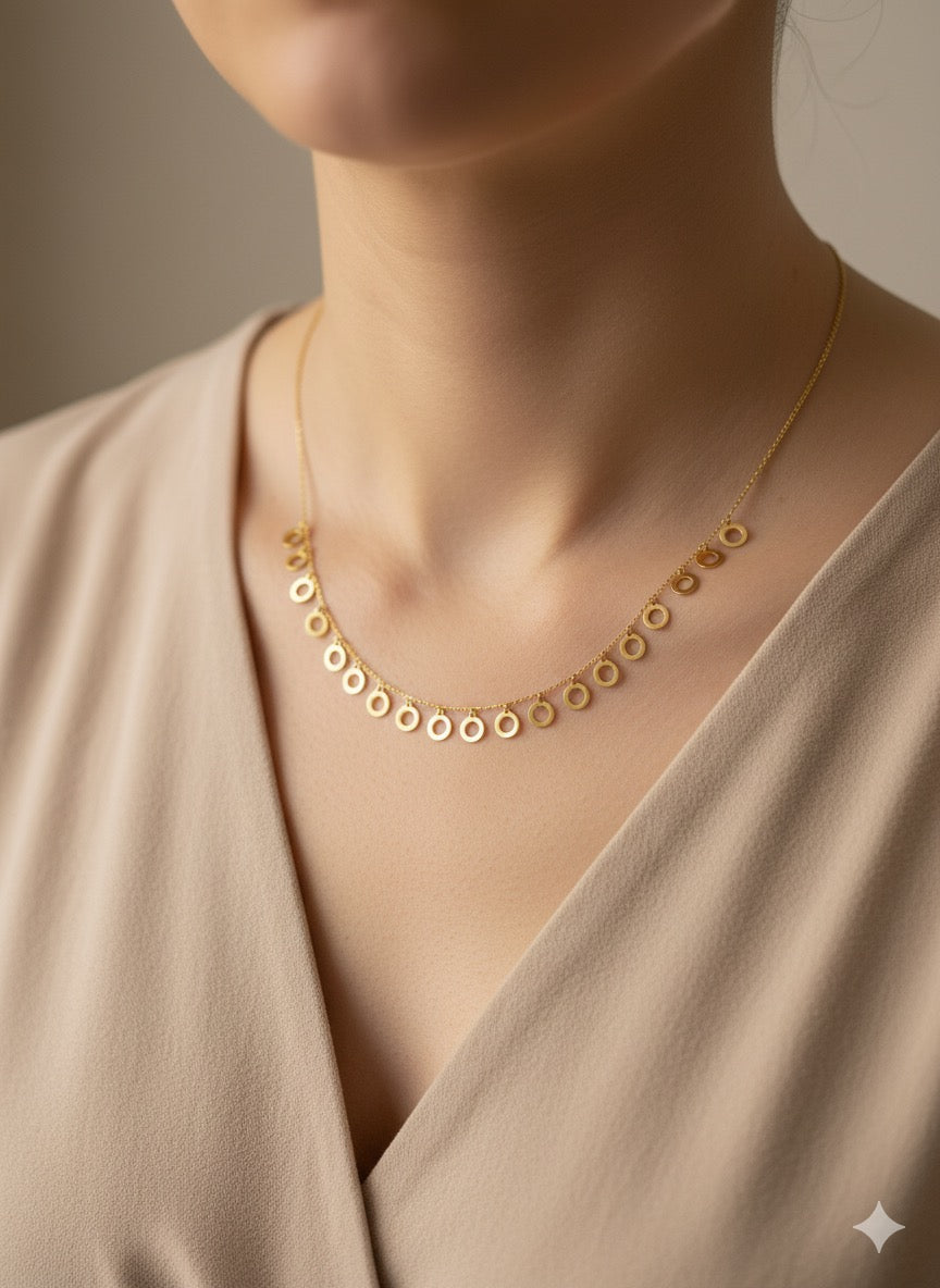 14K Gold Flat Donut Necklace