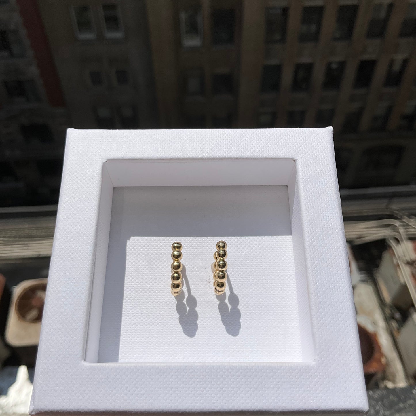 18K Solid Gold Huggie Bubble Hoop Earrings