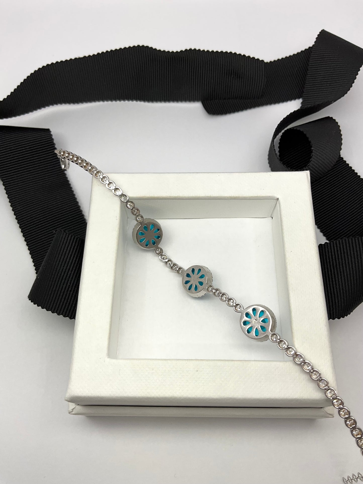 14KW Gold Evil Eye White Sapphire Bracelet
