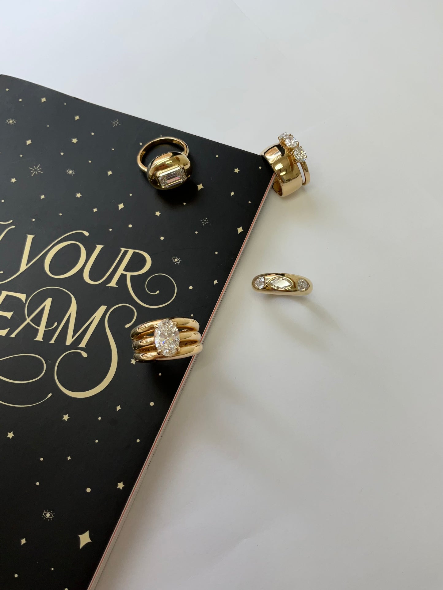 14KY Gold 3.00ct Lab Diamond Bean Ring