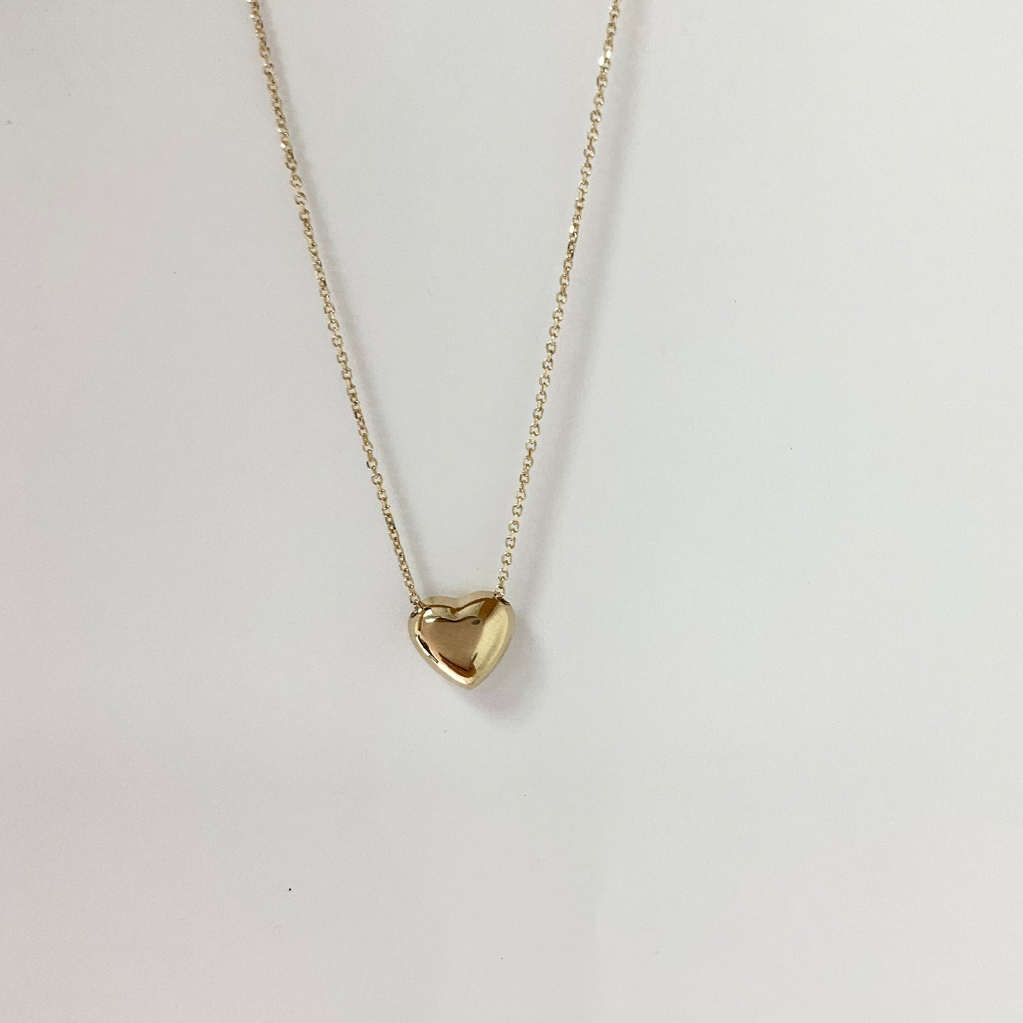 14K Gold Necklace with Pink Enamel Pendant on 18 inches chain