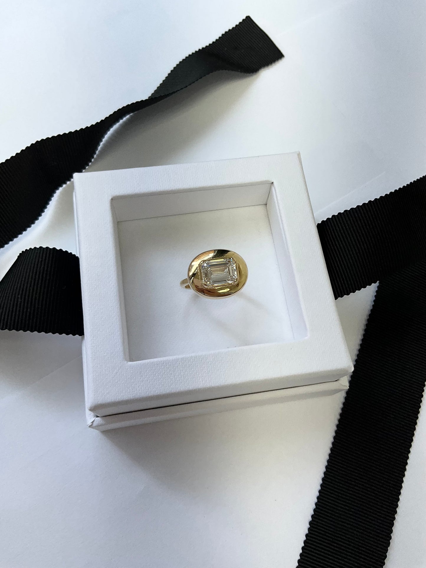 14KY Gold 3.00ct Lab Diamond Bean Ring