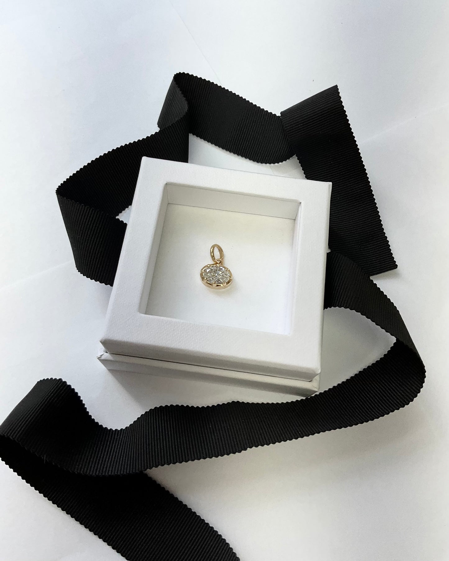 14K Gold Lab Grown Diamond 2.10ct Oval Shape Charm Pendant