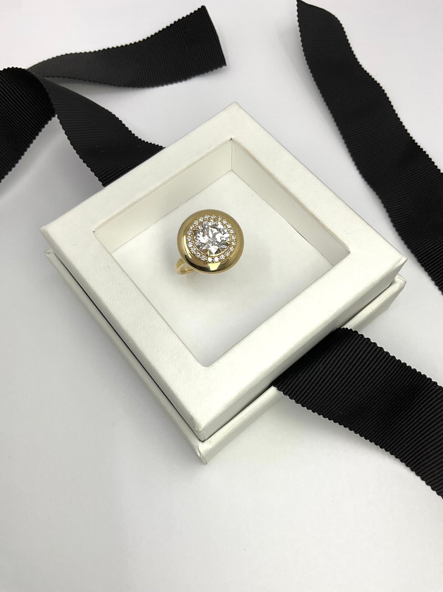 14KY Gold 3.20CT Round Lab Diamond Sun Ring