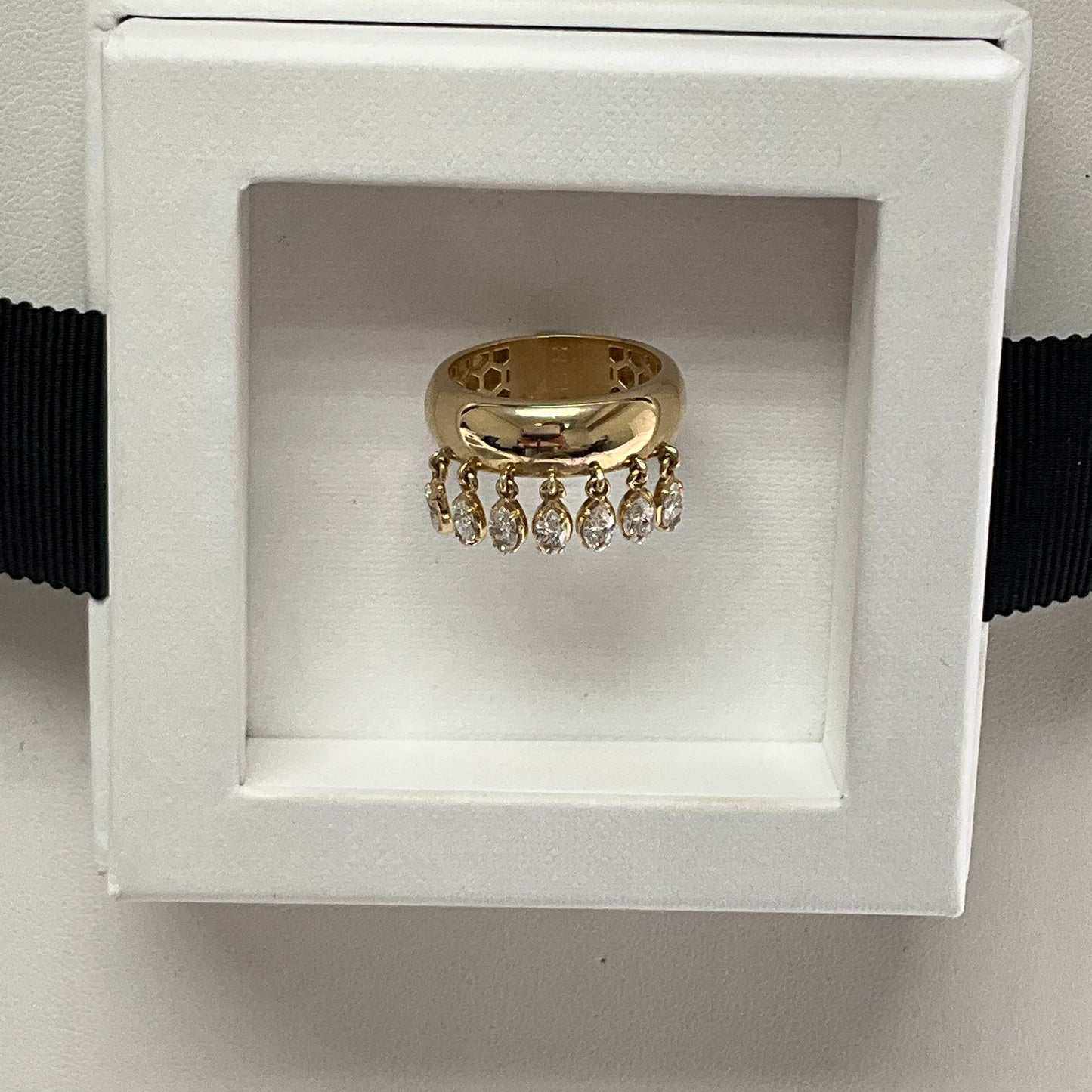 14KY Gold Marquise Cut 1.00 Ctw Lab Diamond Ice Drop Ring