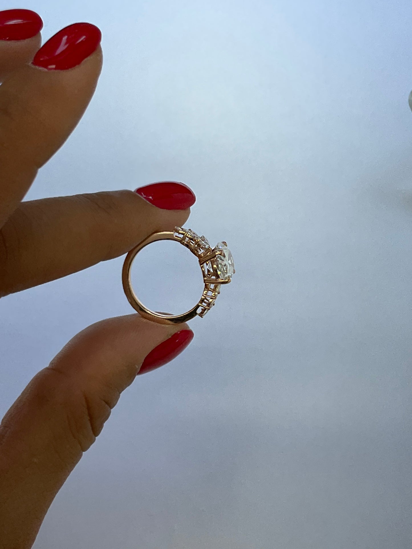 14K Rose Gold 3.06ct Lab Grown Oval Shape Diamond and Natural Marquise Diamonds