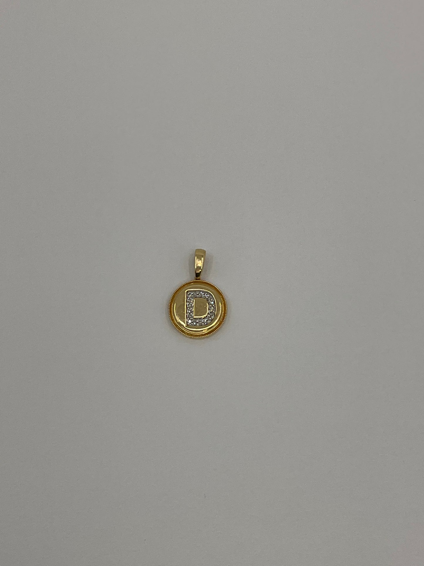 14KY Solid Gold Initial Pendant with Natural Diamonds