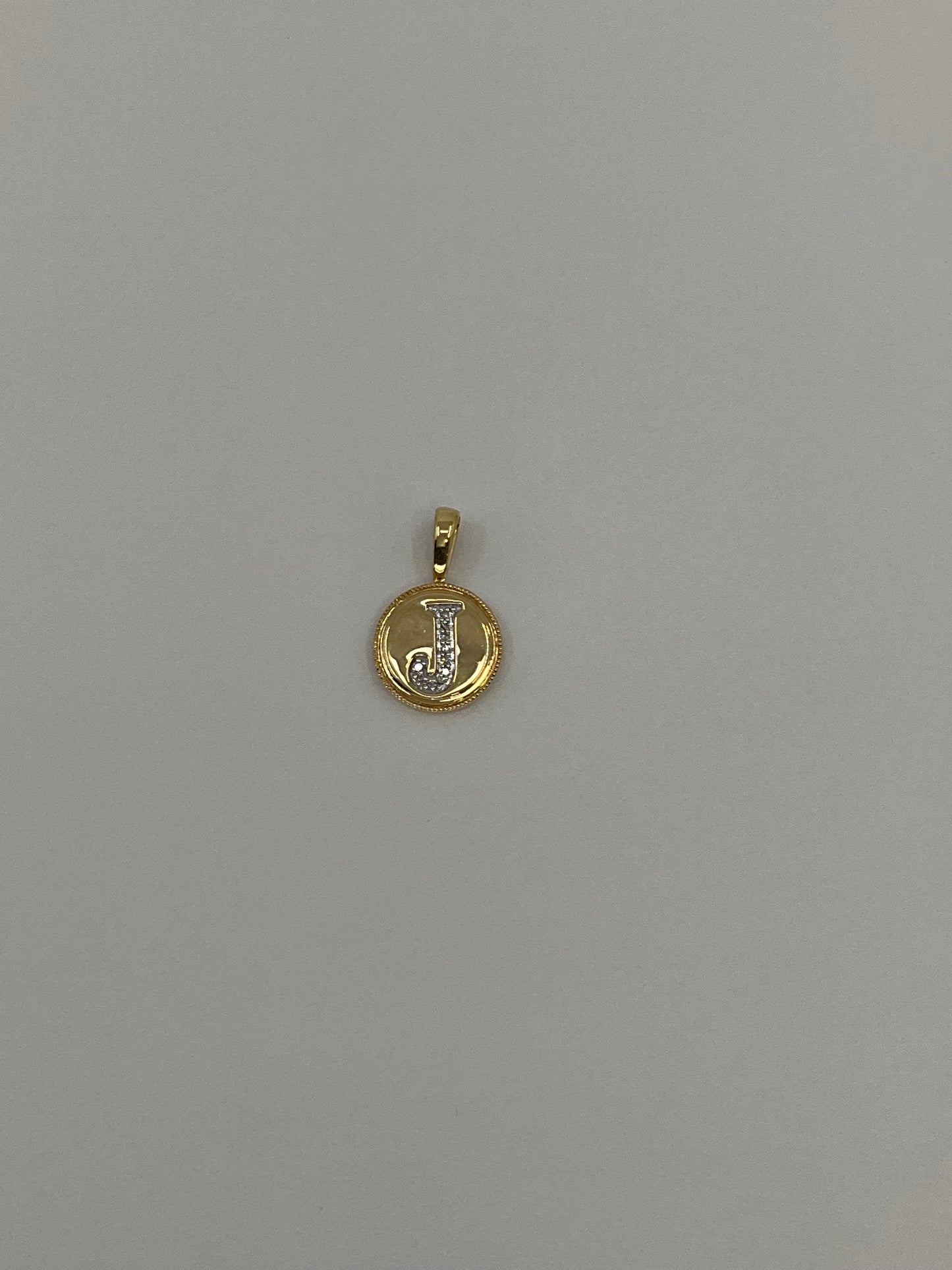 14KY Solid Gold Initial Pendant with Natural Diamonds