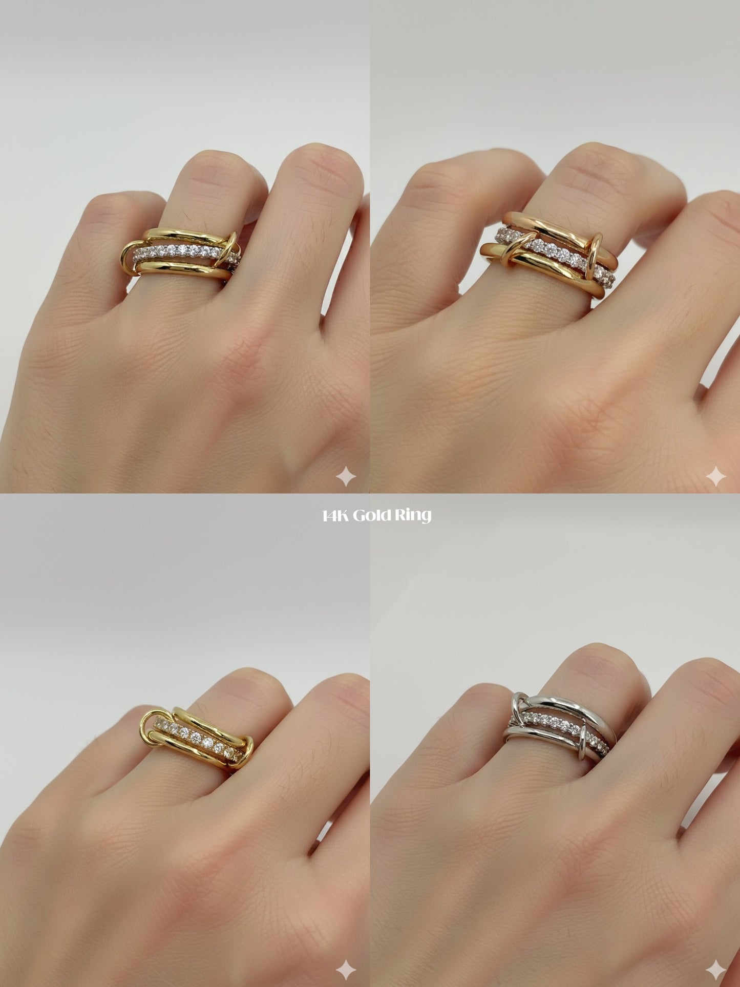 14k YWR 3 Solid Endless Ring with Lab Grown Diamonds Eternity Band