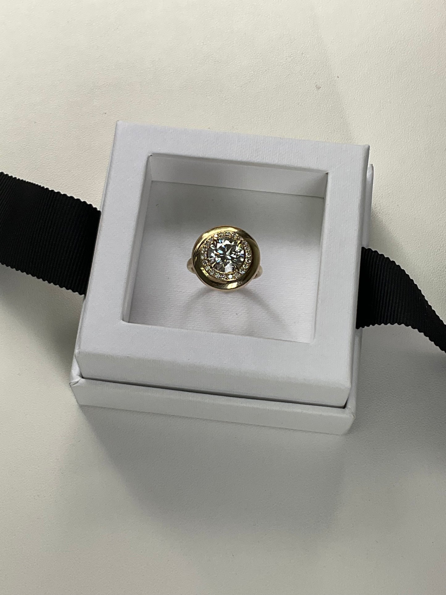 14KY Gold 3.20CT Round Lab Diamond Sun Ring